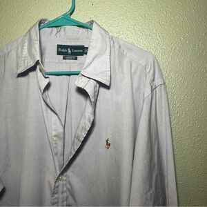 Polo Ralph Lauren Shirt Mens 16.5 Long Sleeve Cotton Custom Fit Purple